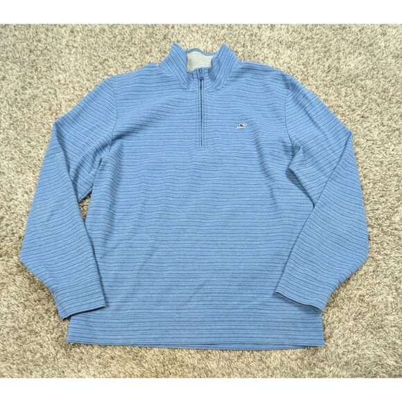 Vineyard Vines Saltwater Performance Pullover Men Large Blue 1/4 Zip Preppy - Picture 1 of 5